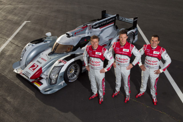 Audi R18 e-tron quattro mit Marcel Fässler (CH), André Lotterer (D), Benoît Tréluyer (F) Audi R18 e-tron quattro mit Marcel Fässler (CH), André Lotterer (D), Benoît Tréluyer (F)