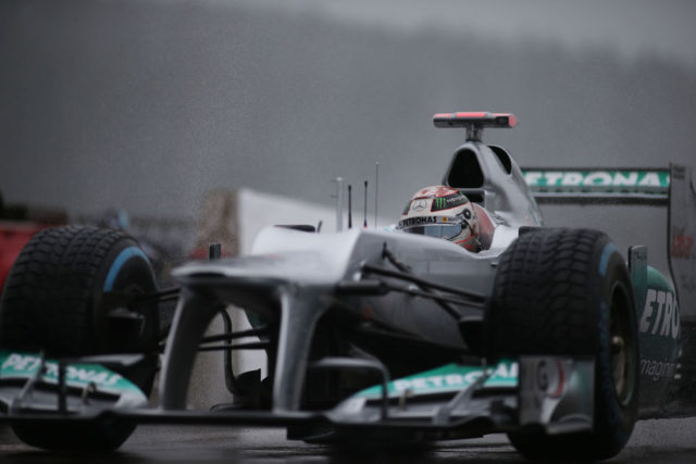 Formel 1 Spa 2012 Michael Schumacher im zweiten Freien Training welches dem Regen zum Opfer fiel