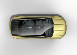 Skoda Vision E Glasdach mit Blick in den Innraum der Konzeptstudie