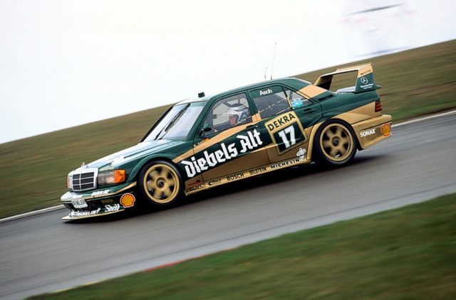 Eifelrennen auf dem Nürburgring, 19. April 1992. Roland Asch (Startnummer 17) mit einem AMG Mercedes-Benz Rennsport-Tourenwagen 190 E 2.5-16 Evolution II (W 201