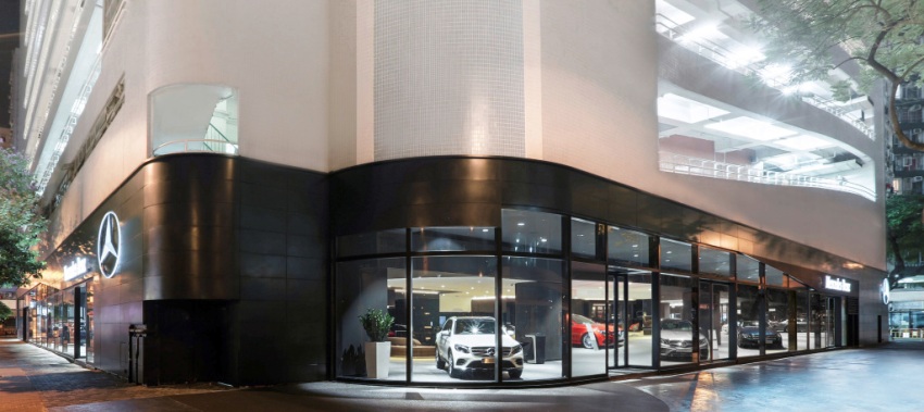 Außenperspektive des Showroom Hung Hom in Hong Kong in einer Innenstadtlocation Foto: © Daimler AG