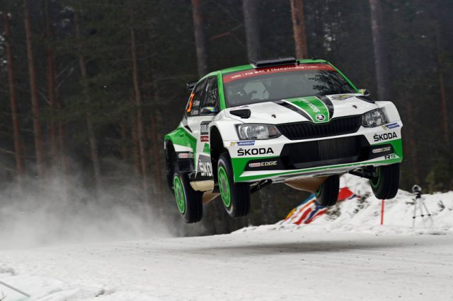 Pontus Tidemand/Jonas Andersson (SWE/SWE) wollen im ŠKODA FABIA R5 ihren Vorjahressieg in der Kategorie WRC 2 wiederholen. Foto: © Skoda Motorsport