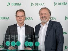 DEKRA Gebrauchtwagenreport 2018 Audi stellt fünf Klassensieger Audi ist die beste Marke beim DEKRA Gebrauchtwagenreport 2018. Peter Mertens, Vorstand Technische Entwicklung der AUDI AG (links), nahm die Auszeichnungen für Audi A1, Audi A3, Audi A4, Audi A6 und Audi TT von Erik Wakolbinger, Vice President Sales DEKRA SE (rechts), entgegen Foto: © Audi G