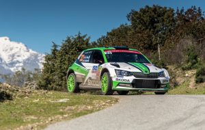 SKODA bei der Rallye Frankreich/Tour de Corse 2018: Nach dem ersten Tag der Rallye Frankreich/Tour de Corse 2018 liegen Ole Christian Veiby und Stig Rune Skjaermœn (NOR/NOR) auf Rang drei in der WRC 2- Kategorie © Skoda Motorsport