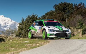 SKODA bei der Rallye Frankreich/Tour de Corse 2018: Nach dem ersten Tag der Rallye Frankreich/Tour de Corse 2018 liegen Ole Christian Veiby und Stig Rune Skjaermœn (NOR/NOR) auf Rang drei in der WRC 2- Kategorie © Skoda Motorsport