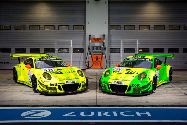 Manthey-Racing, Porsche 911 GT3 R (911), Porsche 911 GT3 R (912), Nürburgring 2018 © Porsche Motorsport