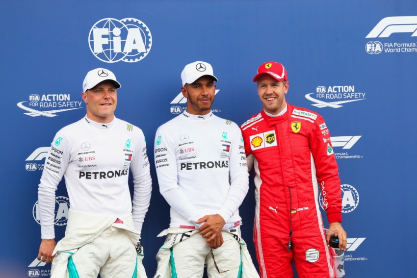 Formel 1 GP Frankreich 2018 Formel 1 - Mercedes-AMG Petronas Motorsport, Großer Preis von Frankreich 2018. Valtteri Bottas Lewis Hamilton Sebastian Vettel (Ferrari) © Mercedes-AMG Petronas Motorsport
