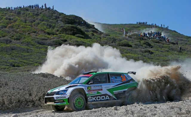 Skoda Fabia R5 Rallye Italien Sardinien- SKODA bei der Rallye Italien Sardinien 2018: Die amtierenden Tschechischen Meister Jan Kopecký und Pavel Dresler (CZE/CZE) wollen im SKODA FABIA R5 ihren Vorjahressieg in der WRC 2-Kategorie wiederholen © Skoda Motorsport