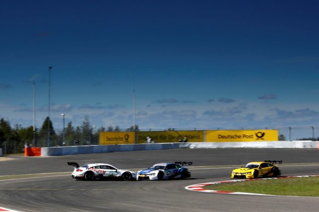 DTM Nürburgring 2018 Rennen 1 #3 Paul Di Resta, Mercedes-AMG C 63 DTM, #25 Philipp Eng, BMW M4 DTM, #16 Timo Glock, BMW M4 DTM © DTM