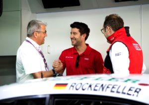 Ernst Moser, Mike Rockenfeller, Laurent Fedacou © Audi Communications Motorsport