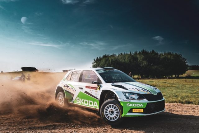 Fabian Kreim und Frank Christian (D/D) zeigen bei der Rallye Polen eine ganz starke Leistung auf eher ungewohntem Schotterbelag und steuern auf einen Podestplatz zu. © Skoda Motorsport