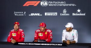 Formel 1 – Stimmen nach dem Qualifying zum GP von Italien 2018 PK nach dem Qualifying zum GP von Italien Sebastian Vettel Kimi Raikkönen Lewis Hamilton (v.l.n.r.) &ciopy; Scuderia Ferrari