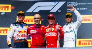 Formel 1 GP USA – Stimmen nach dem Formel GP der USA 2018 Formel 1 GP der USA 2018 Podium Max Verstappen Kimi Raikkönen Lewis Hamilton © Scuderia Ferrari