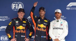 Formel 1 GP Mexico – Stimmen nach den Qualifying zum GP von Mexico 2018 Formel 1 - Mercedes-AMG Petronas Motorsport, Großer Preis von Mexiko 2018. Max Verstappen, Daniel Ricciardo und Lewis Hamilton © Mercedes-AMG Petronas Motorsport