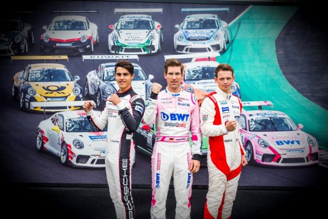 Thomas Preining (A), BWT Lechner Racing, Michael Ammermüller (D), BWT Lechner Racing, Nick Yelloly (GB), FACH AUTO TECH, Porsche Mobil 1 Supercup, 2018 © Porsche Motorsport