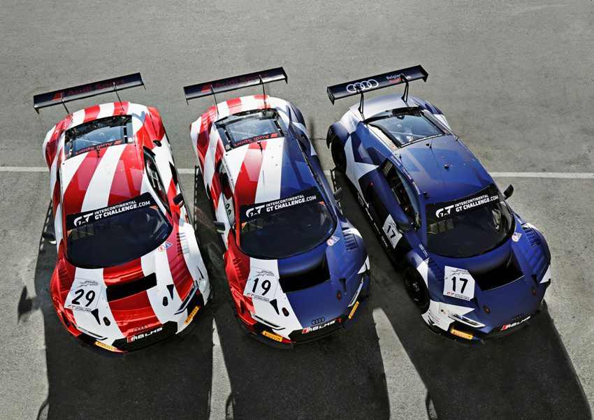 Audi Customer Racing Audi R8 LMS Audi Customer Racing Audi R8 LMS Audi R8 LMS #29 (Audi Sport Team Land), Christopher Haase/Kelvin van der Linde/Christopher Mies Audi R8 LMS #19 (Audi Sport Team WRT), Robin Frijns/Dries Vanthoor/Markus Winkelhock Audi R8 LMS #17 (Audi Sport Team WRT), Stuart Leonard/Sheldon van der Linde/Alex Riberas © Ferdi Kräling Motorsport-Bild GmbH