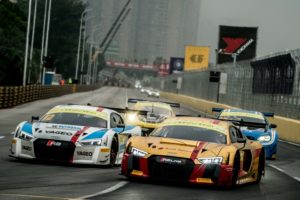 FIA GT World Cup Audi R8 LMS #1 (Audi Sport Team WRT), Robin Frijns; Audi R8 LMS #12 (HCB-Rutronik Racing), Fabian Plentz © Thomas Lam