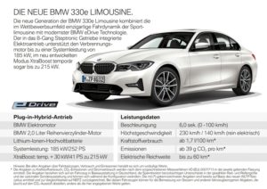 Neuer BMW 330e Limo © BMW AG