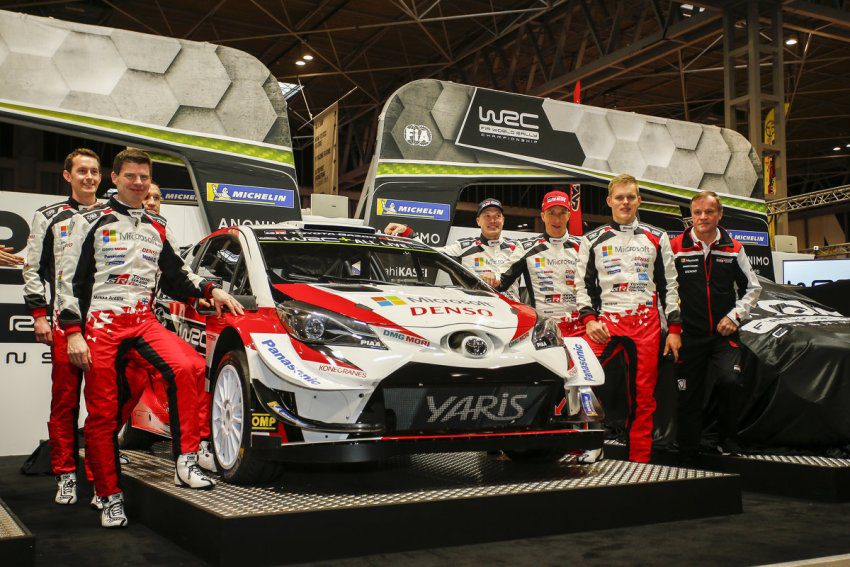 WRC 2019 Gazoo Racing WRC 2019 Gazoo Racing Von links nach rechts: Seb Marshall, Miikka Anttila, Martin Järveoja, Jari-Matti Latvala, Kris Meeke, Ott Tänak und Tommi Mäkinen %copy; Toyota