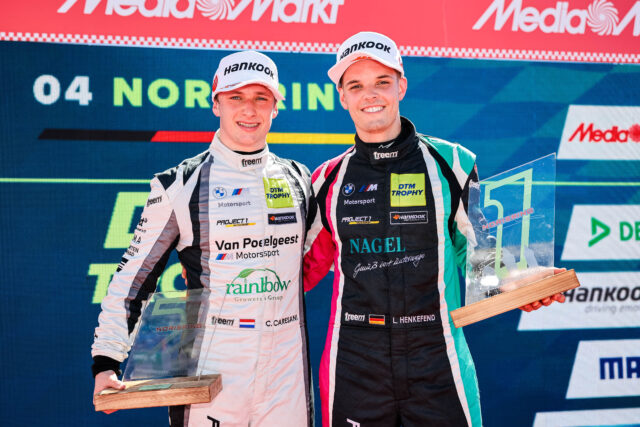 Gewinner der Teamwertung in der DTM Trophy 2022: Project 1 mit Colin Caresani und Louis Henkefend (l-r)
