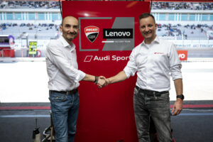 MotoGP 2023 Claudio Domenicali, CEO der Ducati Motor Holding; Dr. Sebastian Grams, Geschäftsführer der Audi Sport GmbH