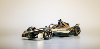 Formel-E Finale in London: DS Automobiles verabschiedet sich mit goldener Lackierung Spezieller Look zum Abschied DS E-Tense FE25 in Sonderlackierung