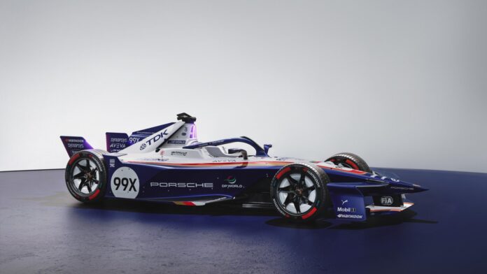 Porsche 99X Electric, Historische Farben beim London E-Prix Porsche 99X Electric, Historische Farben beim London E-Prix
